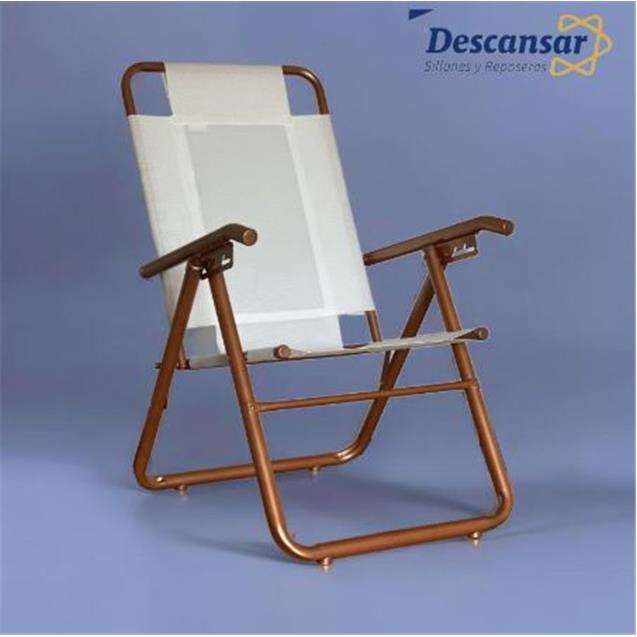 Reposera Descansar Xl Cobre 1 1/4" 5 Posic. Alum. 130 Kg, Hueso (80040)