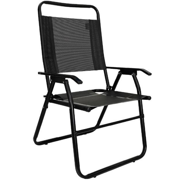 Sillón Descansar Plegable Xl 1" Respaldo Alto. C/Coversol Negro (10009)