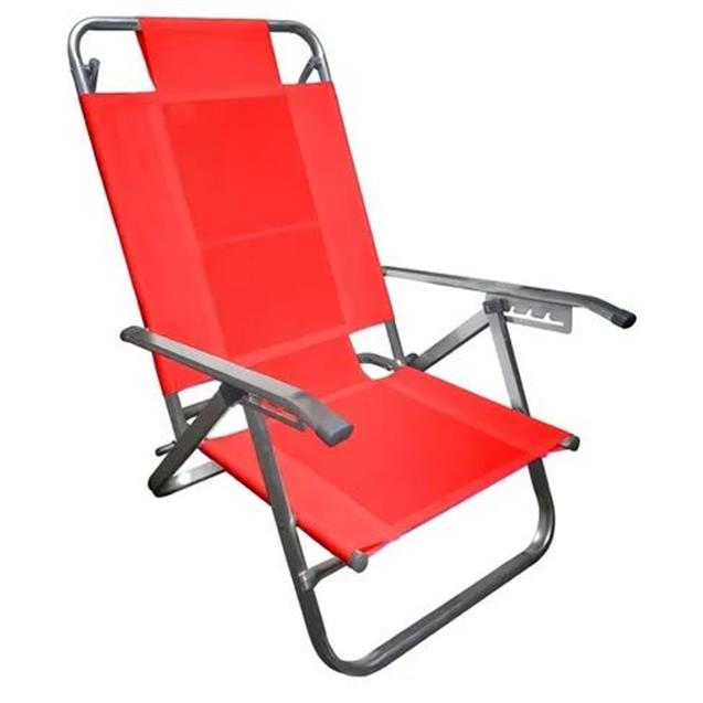 Reposera Descansar 5 Posic. Alum. Oval Roja (80005)